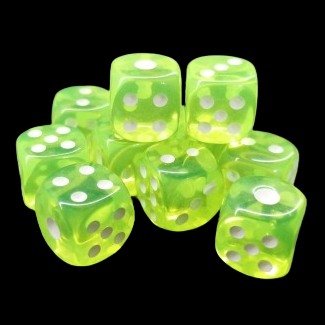 D6 12mm Dice - Clear Lime Green